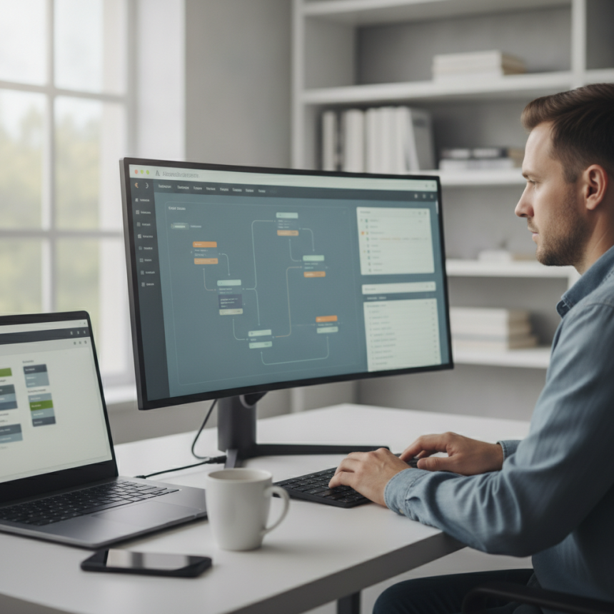 Automatización Web: ¿n8n — ilustración sobre Automatización Web: ¿n8n o Zapier? La elección estratégica para tu agencia WordPress