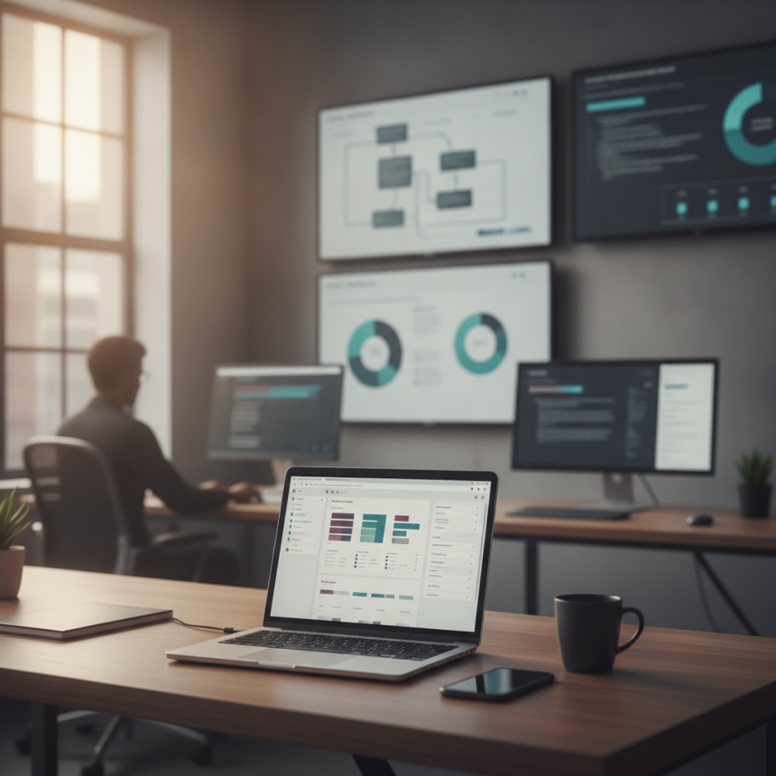 El Impacto del — ilustración sobre El Impacto del Desarrollo Web con IA en la Creación de Aplicaciones: ¿Amenaza o Aliado para tu Agencia?