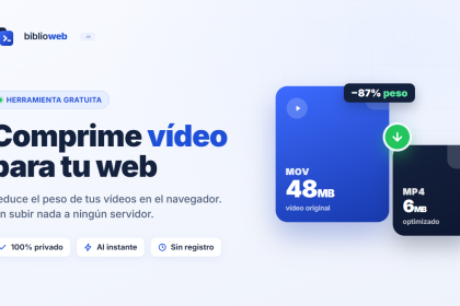 Herramienta gratuita de BiblioWeb para comprimir vídeo en el navegador