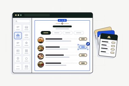 Ilustración del plugin Restaurant Menu Widget: carta de restaurante con platos y precios editables en Elementor